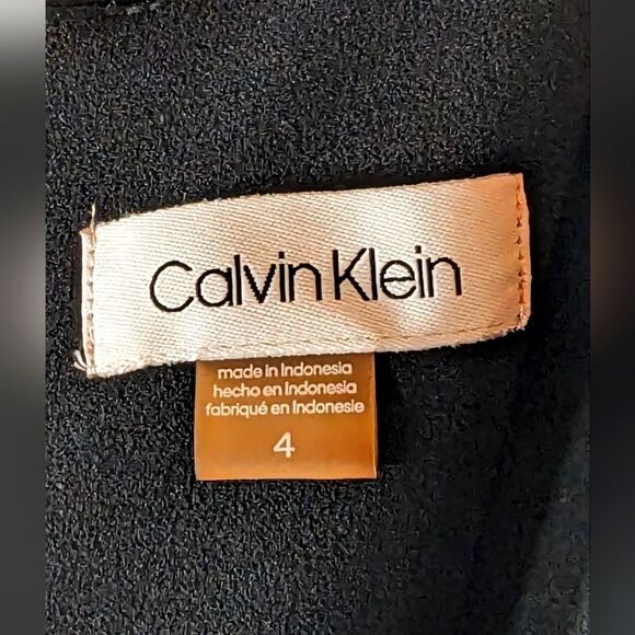 Calvin Klein Illusion Sleeveless Black A-Line Mini Dress Sheer Trim Size 4 - Picture 8 of 11